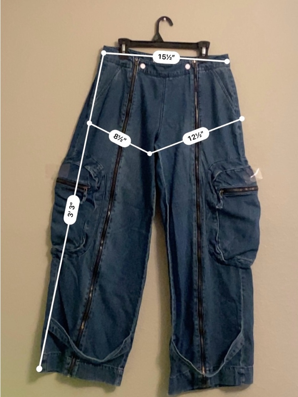 Fashion Nova Cargo Jeans size 15 (XL Junior) - Picture 4 of 11